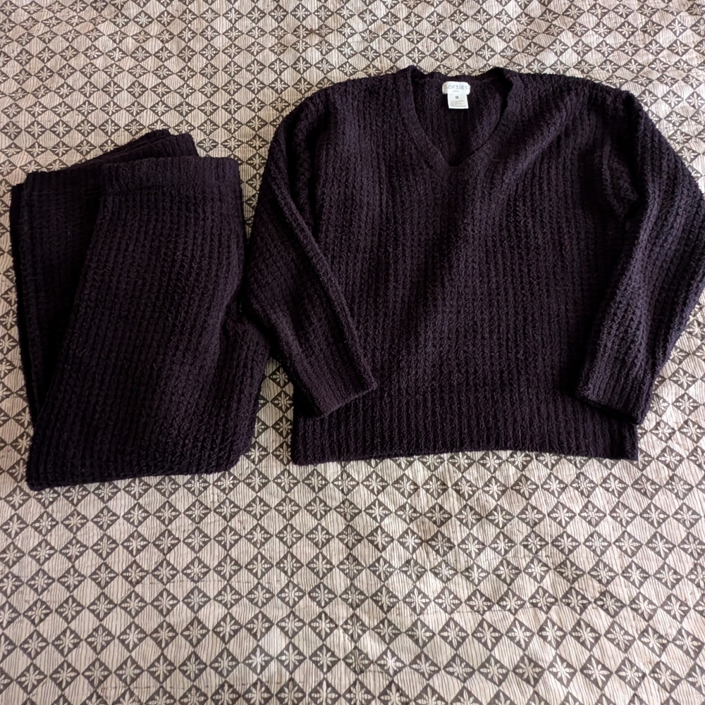 Softies Waffle Marshmallow V-Neck Luxe Lounge Set